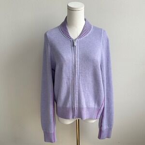 Lululemon Reversible Knit Womens Purple Wool Blend Sweater Zip Cardigan Cozy XL